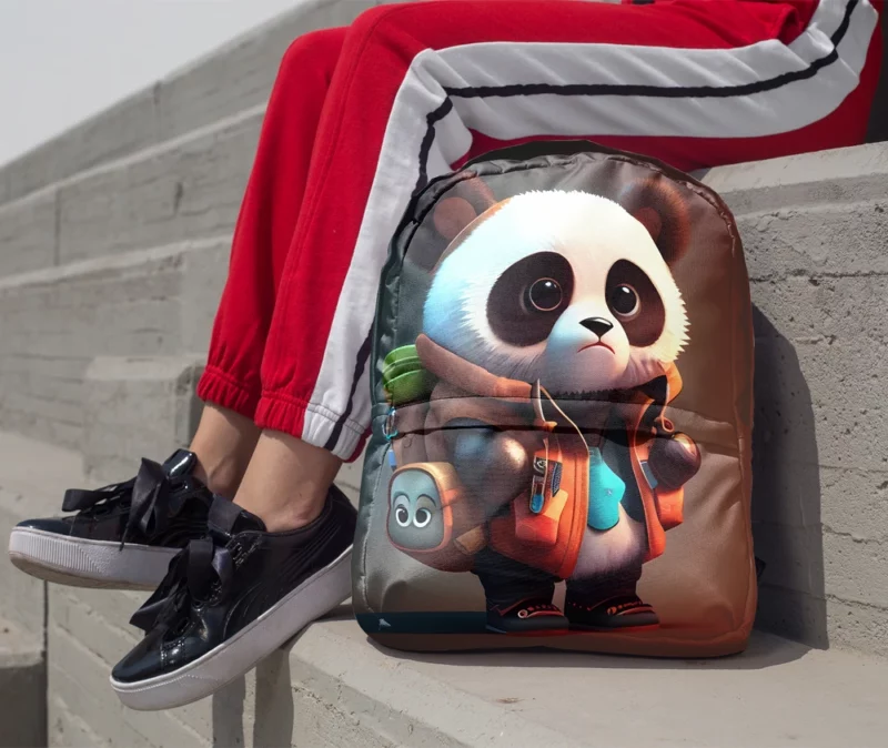 Cute Panda With Backpack Minimalist Backpack 1