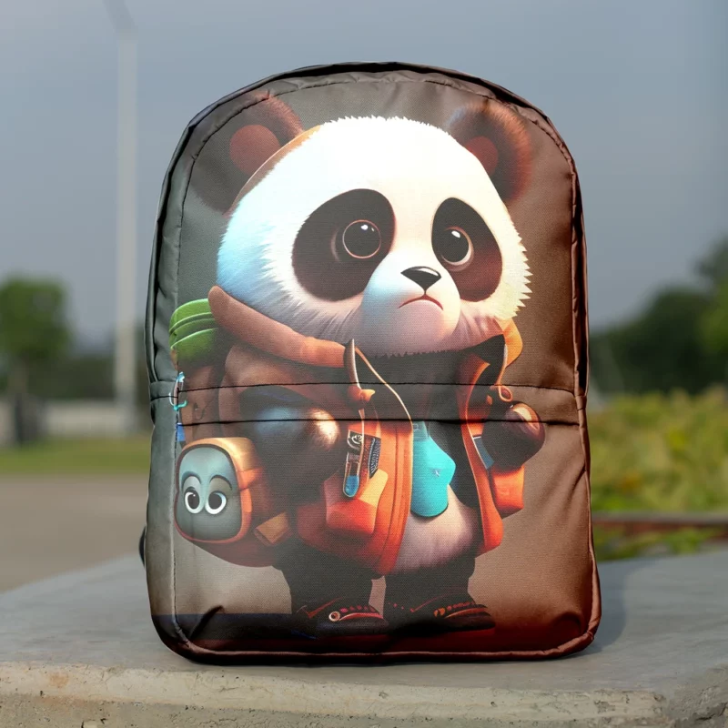 Cute Panda With Backpack Minimalist Backpack