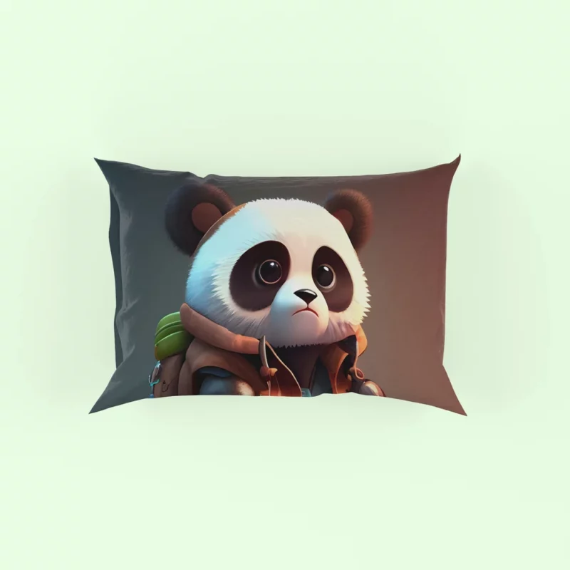 Cute Panda With Backpack Pillow Case