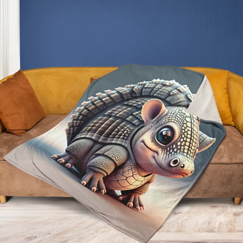 Cute Pixel Armadillo Fleece Blanket 1