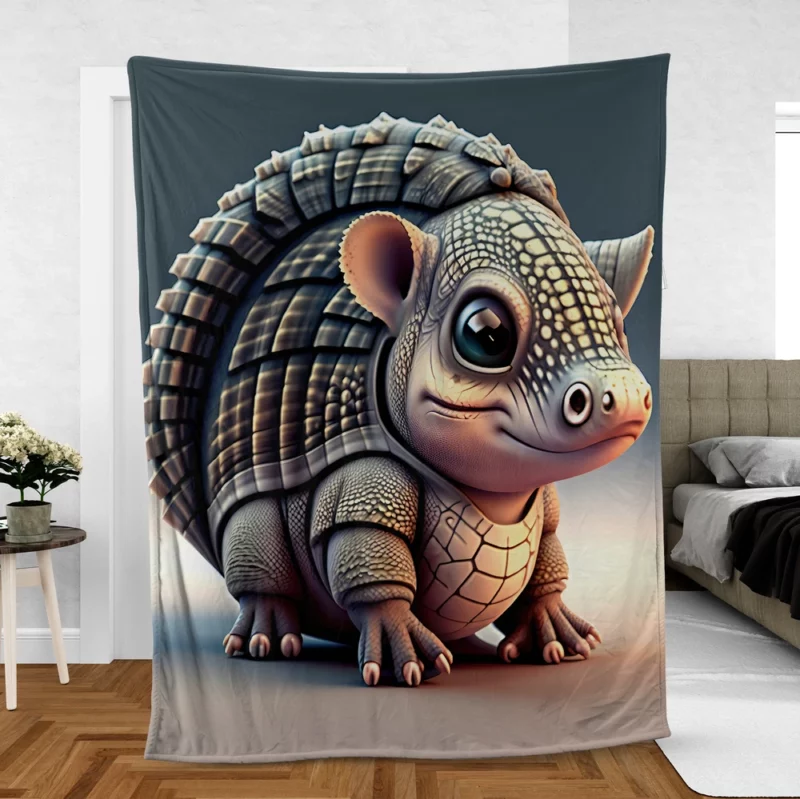 Cute Pixel Armadillo Fleece Blanket