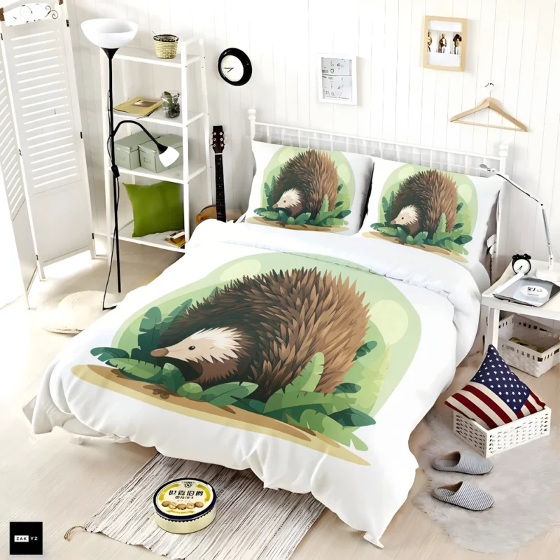 Cute Porcupine in 2D Illustration Bedding Set