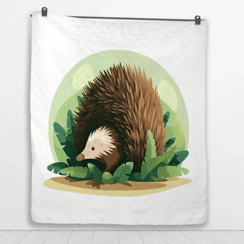 Cute Porcupine in 2D Illustration Quilt Blanket 1