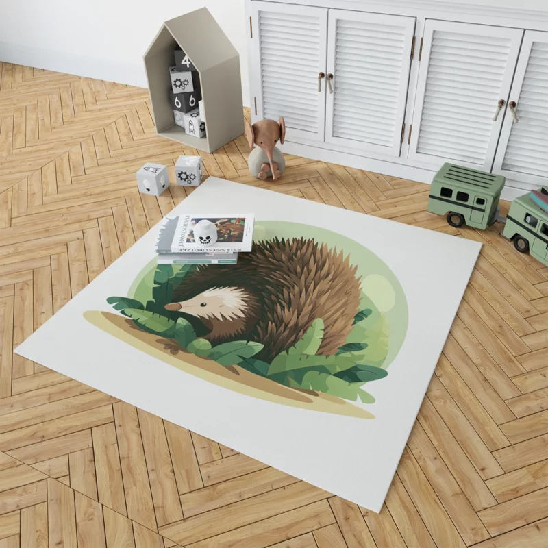 Cute Porcupine in 2D Illustration Rug 1