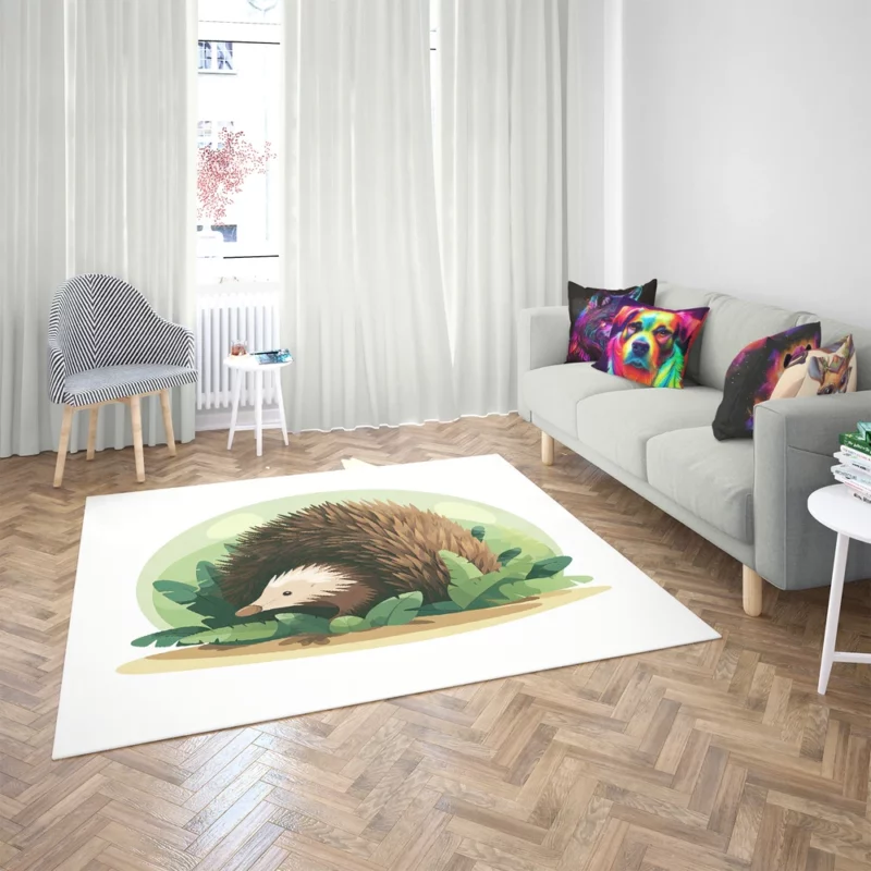 Cute Porcupine in 2D Illustration Rug 2