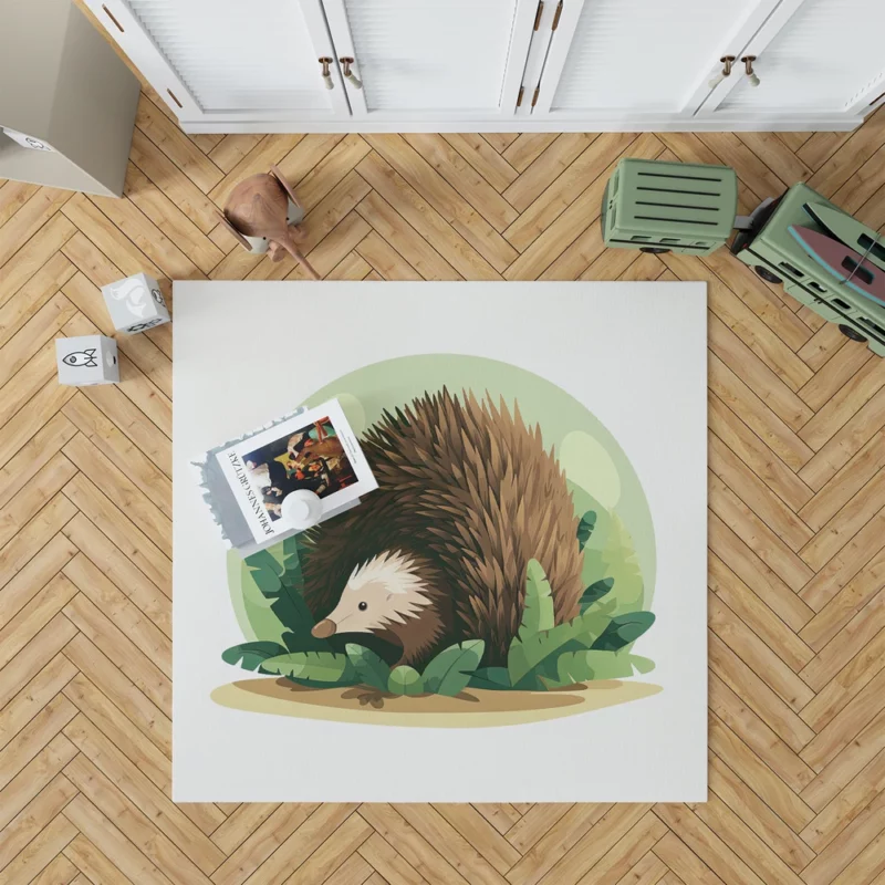 Cute Porcupine in 2D Illustration Rug