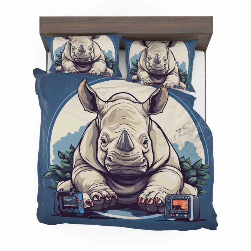 Cute Rhino Kids Illustration Bedding Set 2