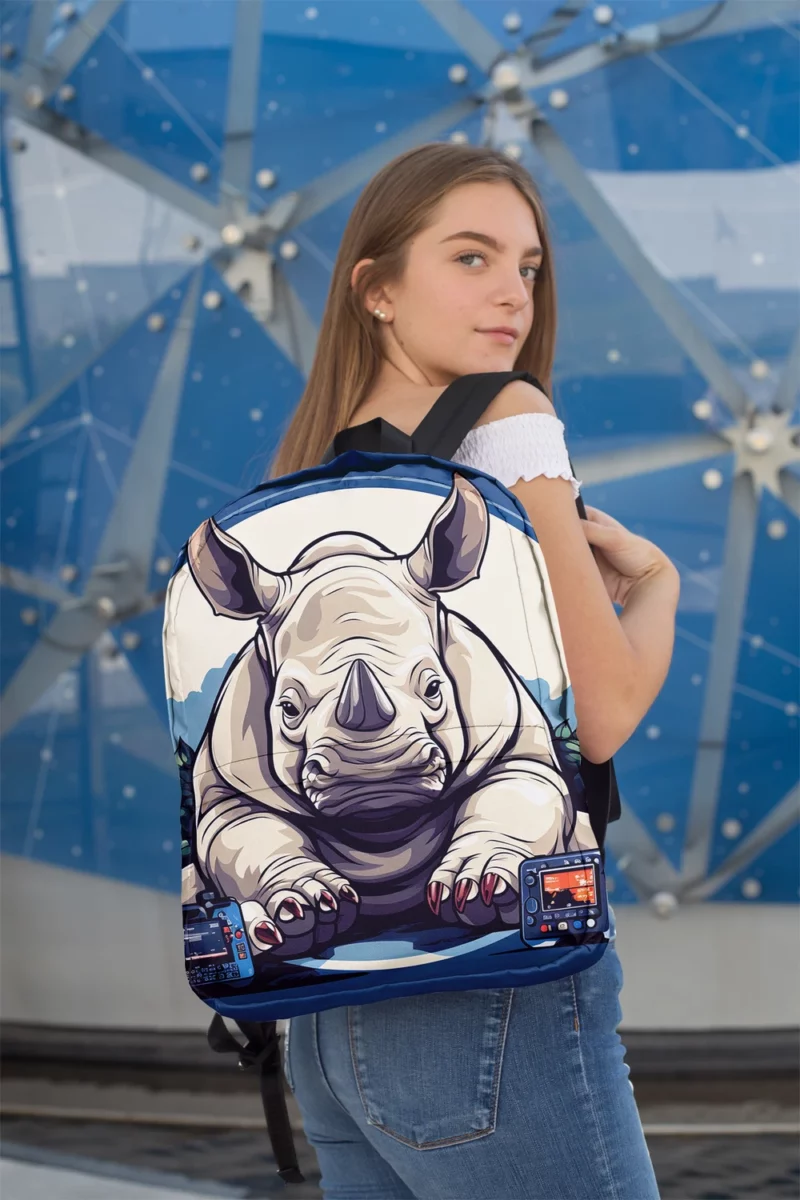 Cute Rhino Kids Illustration Minimalist Backpack 2