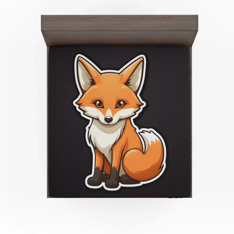 Cute Smiling Fox Sticker Fitted Sheet