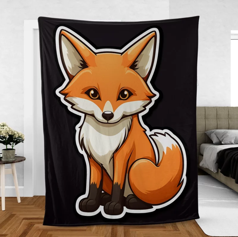 Cute Smiling Fox Sticker Fleece Blanket