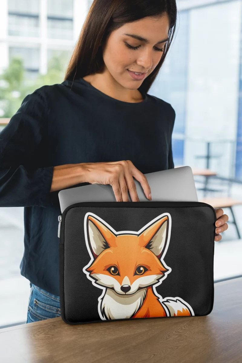 Cute Smiling Fox Sticker Laptop Sleeve 1