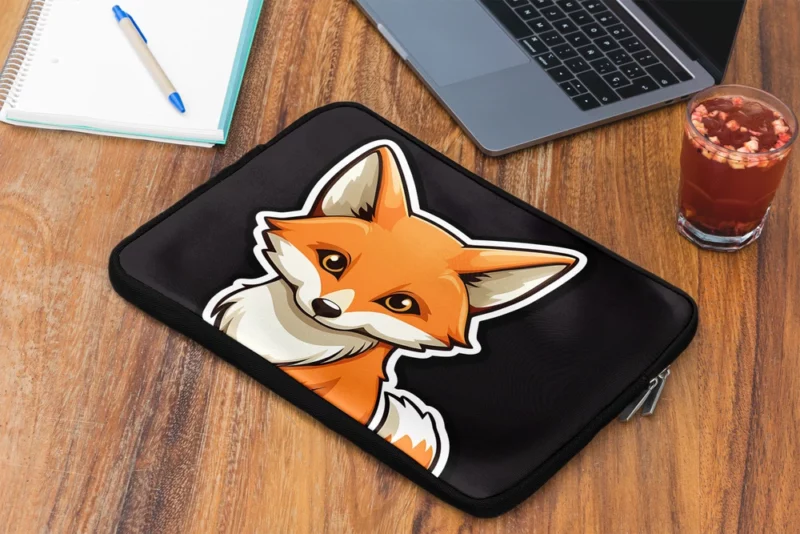 Cute Smiling Fox Sticker Laptop Sleeve 2