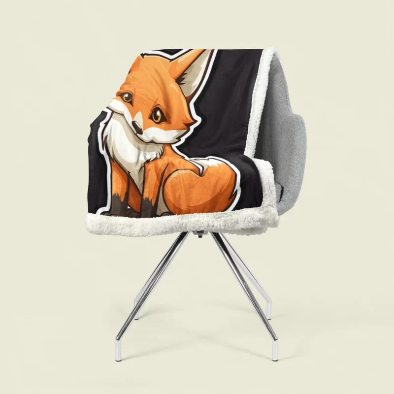 Cute Smiling Fox Sticker Sherpa Fleece Blanket 1