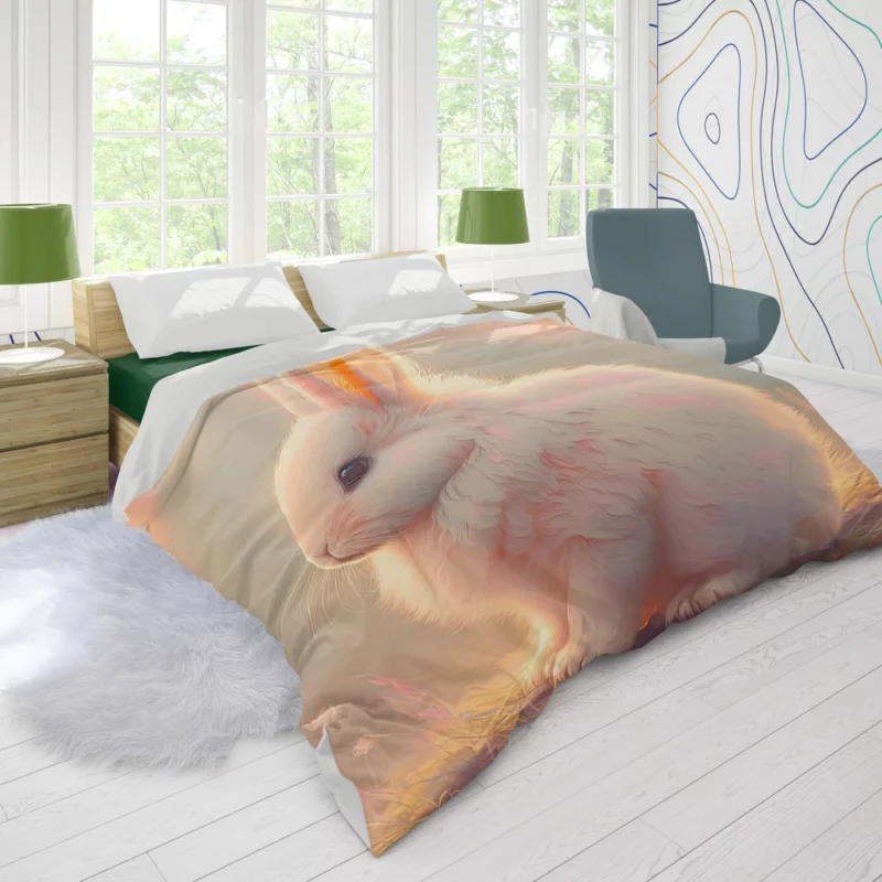 Cute White Easter Bunny Duvet Cover