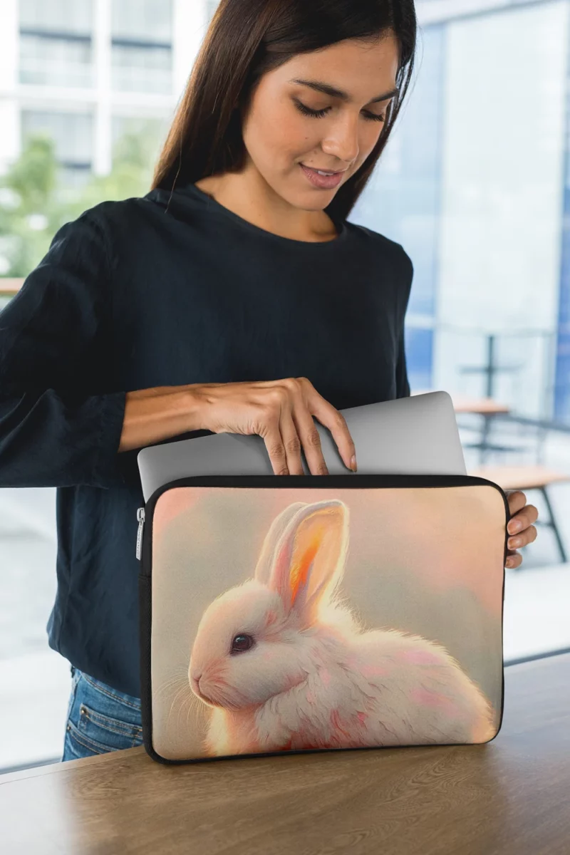 Cute White Easter Bunny Laptop Sleeve 1