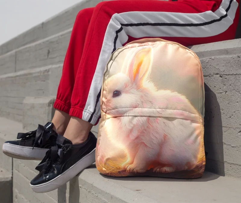 Cute White Easter Bunny Minimalist Backpack 1