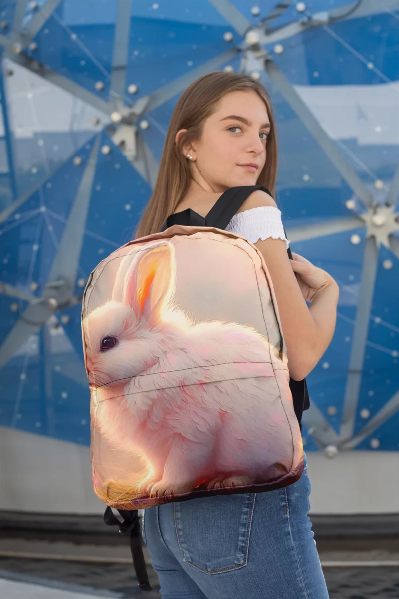 Cute White Easter Bunny Minimalist Backpack 2