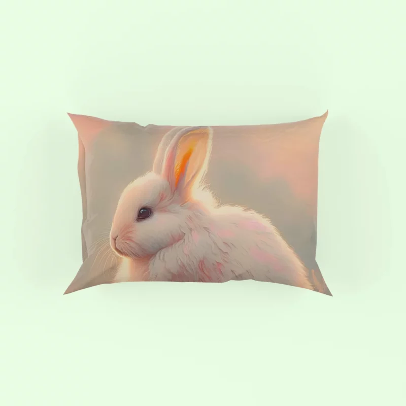 Cute White Easter Bunny Pillow Case