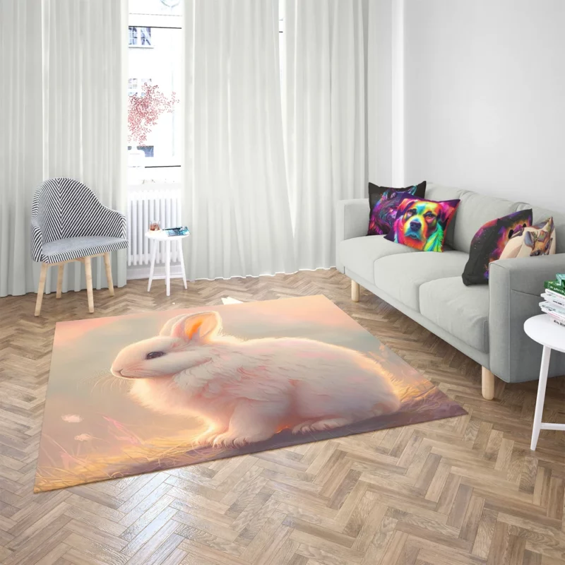 Cute White Easter Bunny Rug 2