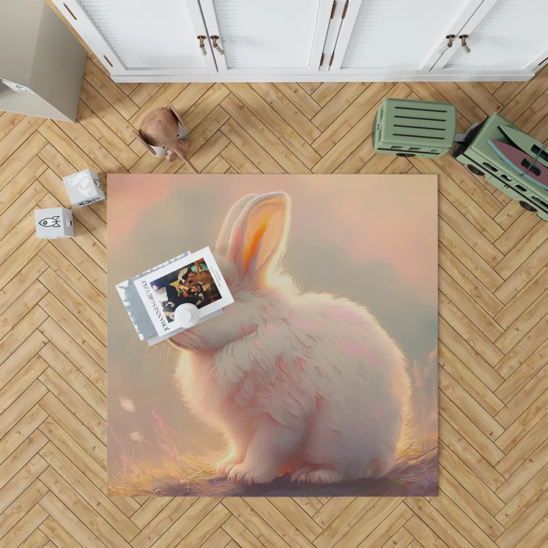 Cute White Easter Bunny Rug