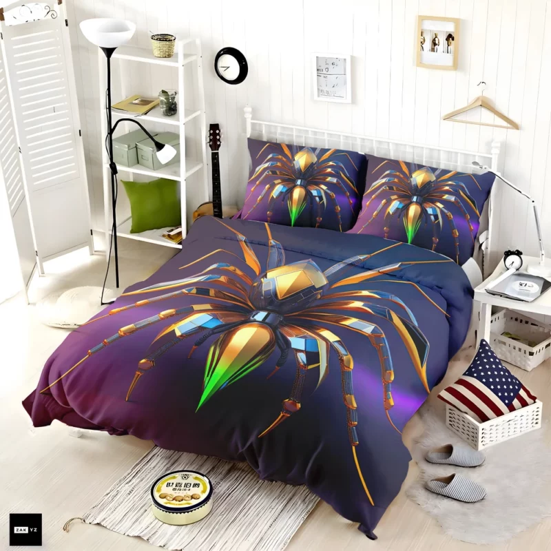 Cyberpunk Spider Illustration Bedding Set