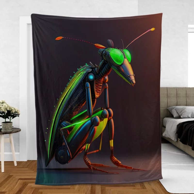 Cyborg Grasshopper Artwork Fleece Blanket