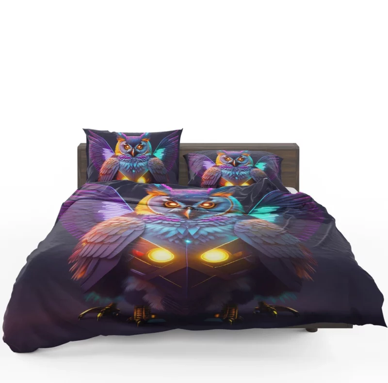 Cyborg Steampunk Owl Art Bedding Set 1