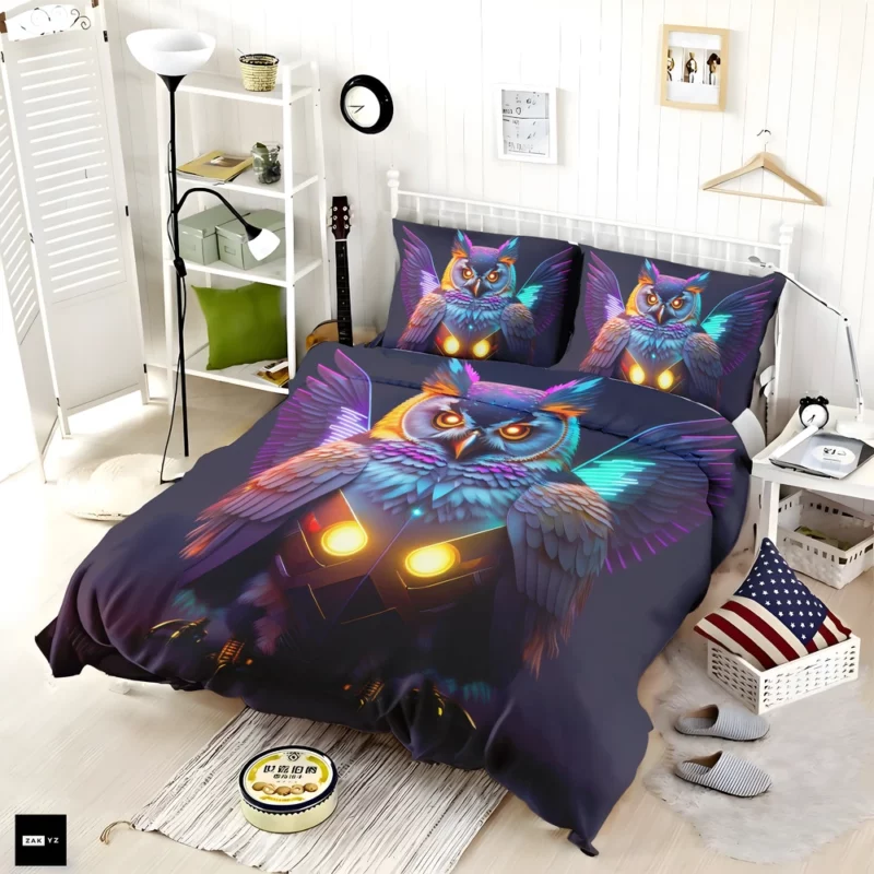 Cyborg Steampunk Owl Art Bedding Set