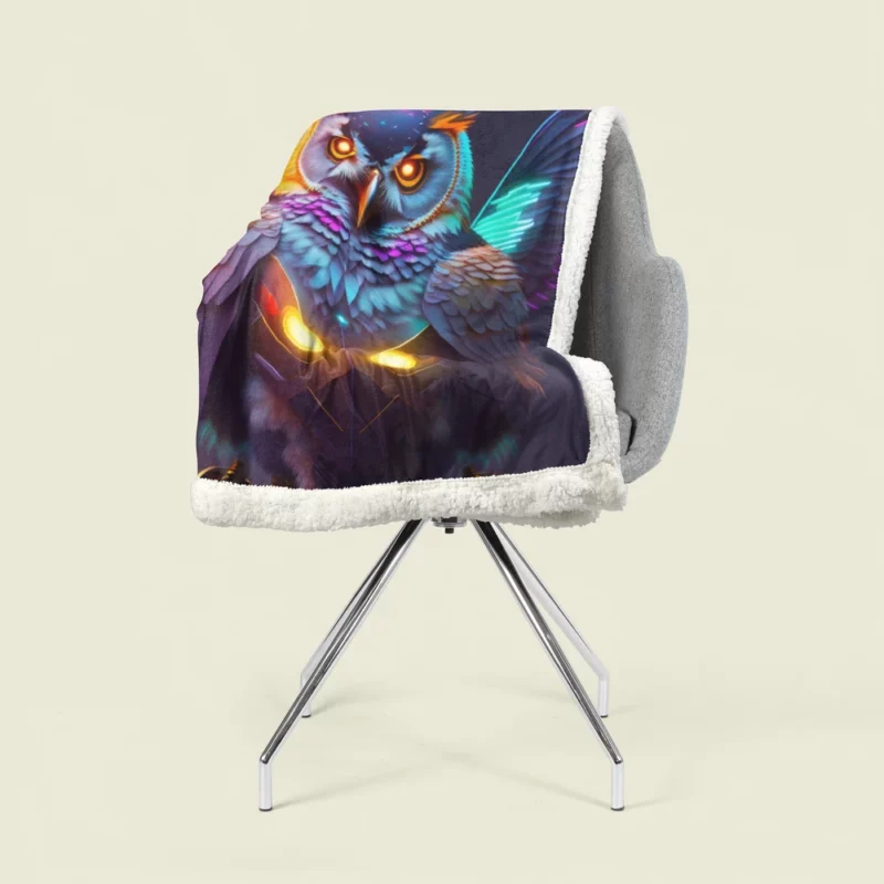 Cyborg Steampunk Owl Art Sherpa Fleece Blanket 1