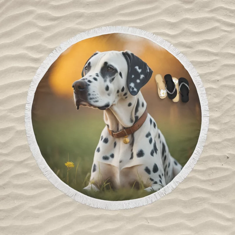 Dalmatian Dog AI Generation Round Beach Towel