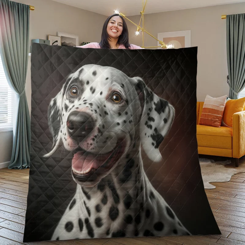 Dalmatian Dog Close-Up Quilt Blanket