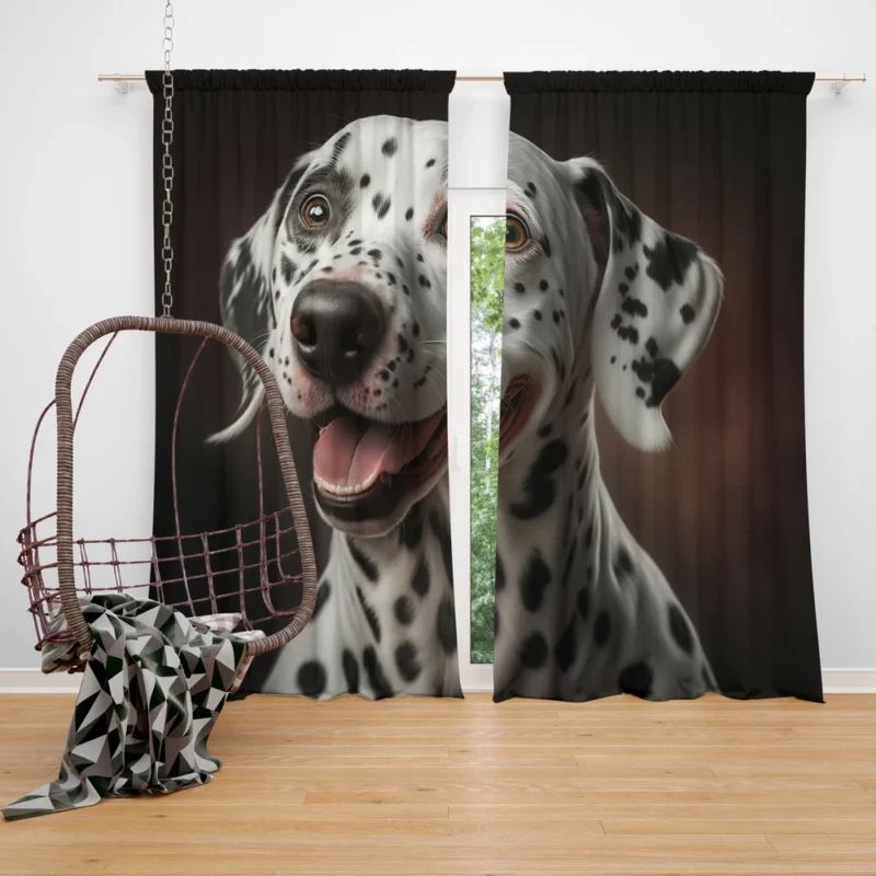Dalmatian Dog Close-Up Window Curtain
