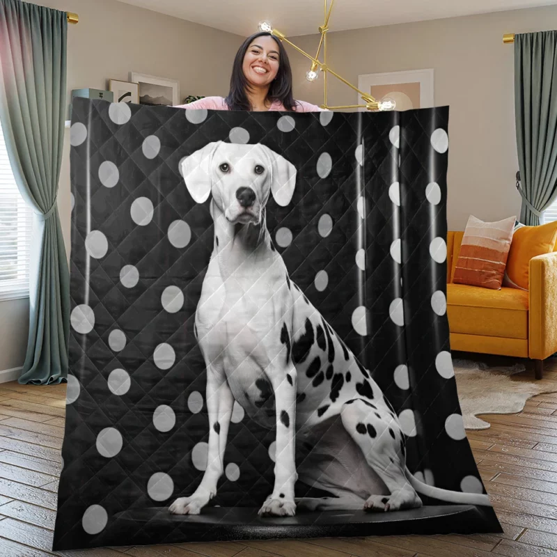 Dalmatian Dog Jumping Quilt Blanket