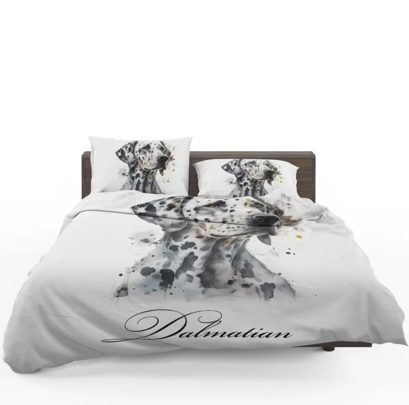 Dalmatian Dog Watercolor Portrait Bedding Set 1