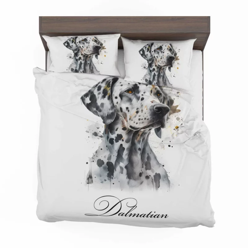 Dalmatian Dog Watercolor Portrait Bedding Set 2