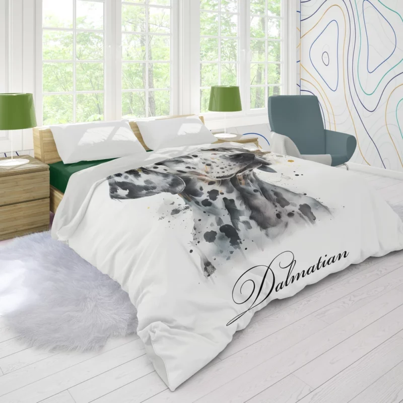 Dalmatian Dog Watercolor Portrait Duvet Cover