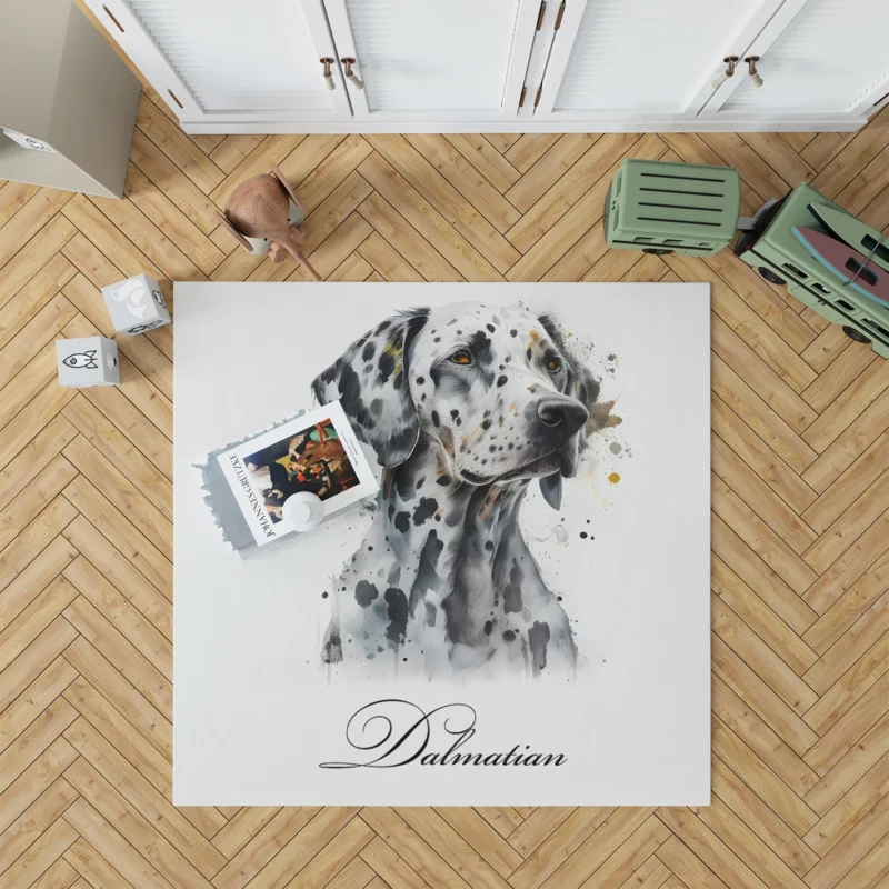 Dalmatian Dog Watercolor Portrait Rug