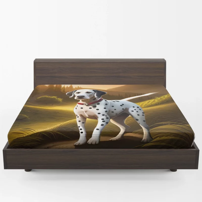 Dalmatian Dog in Mountain Landscape Fitted Sheet 1