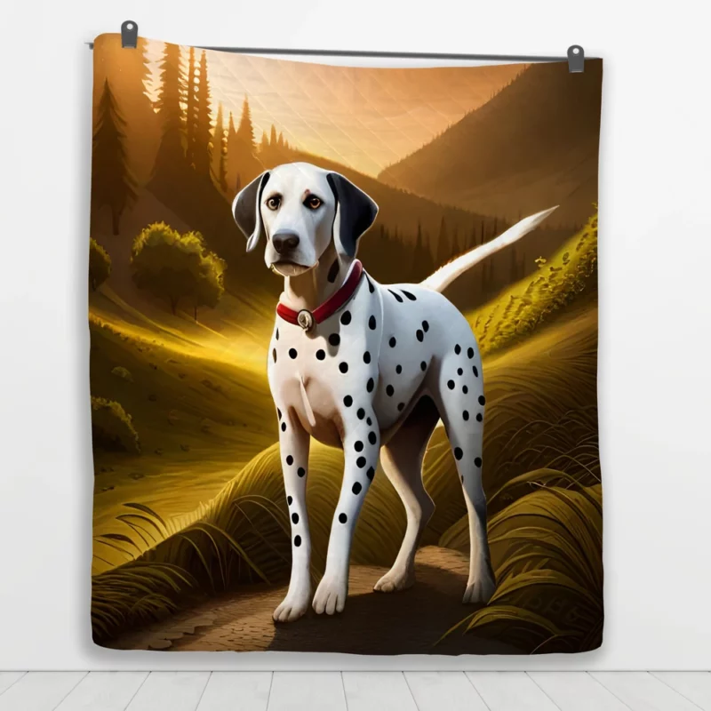 Dalmatian Dog in Mountain Landscape Quilt Blanket 1