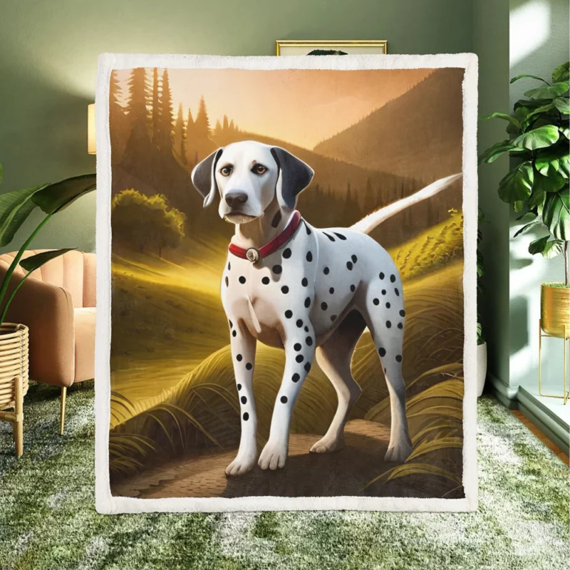 Dalmatian Dog in Mountain Landscape Sherpa Fleece Blanket