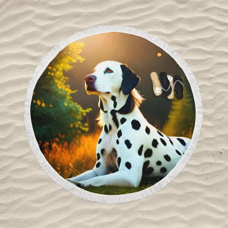 Dalmatian Dog in the Sunshine Round Beach Towel