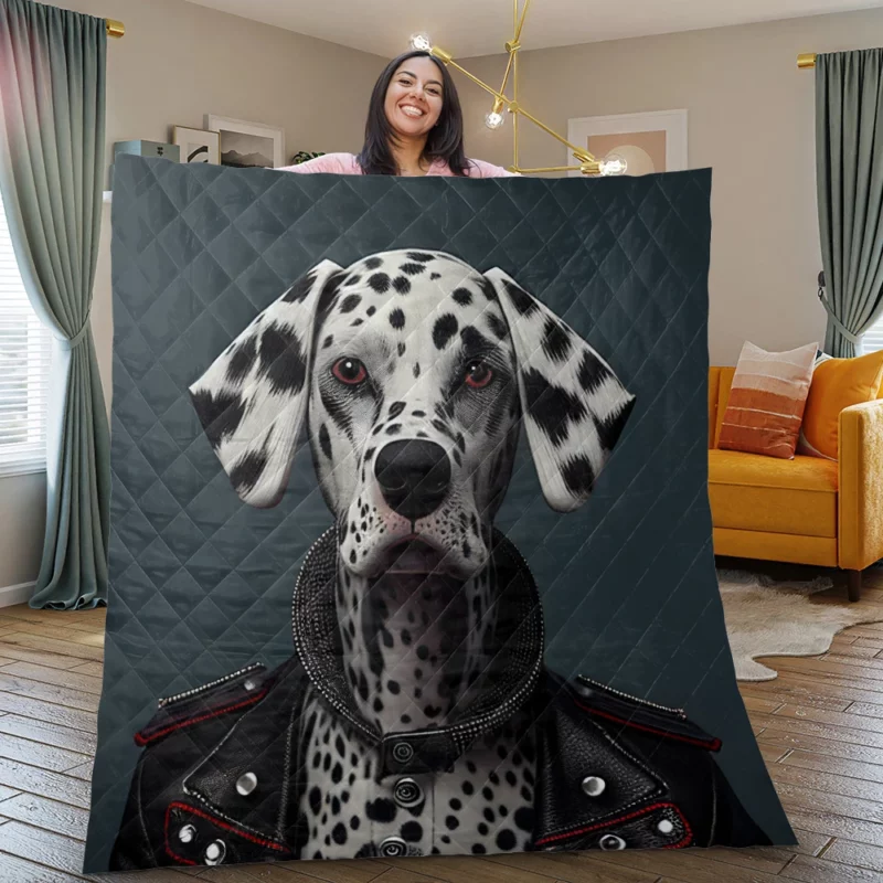 Dalmatian Puppy Rockstar Quilt Blanket