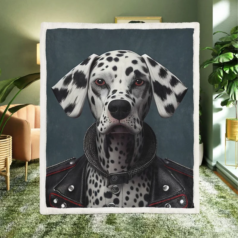 Dalmatian Puppy Rockstar Sherpa Fleece Blanket