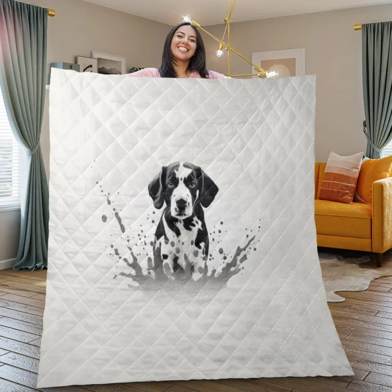 Dalmatian Sitting in Water Quilt Blanket