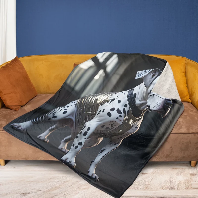 Dalmatian Wearing a Labelled Shirt Fleece Blanket 1