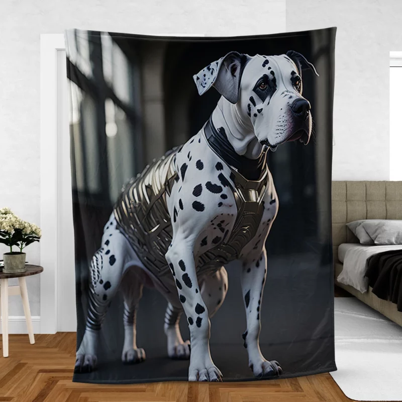 Dalmatian Wearing a Labelled Shirt Fleece Blanket