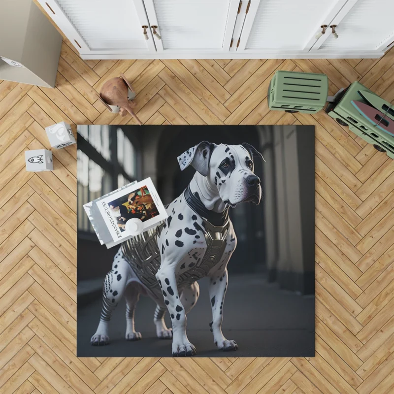 Dalmatian Wearing a Labelled Shirt Rug