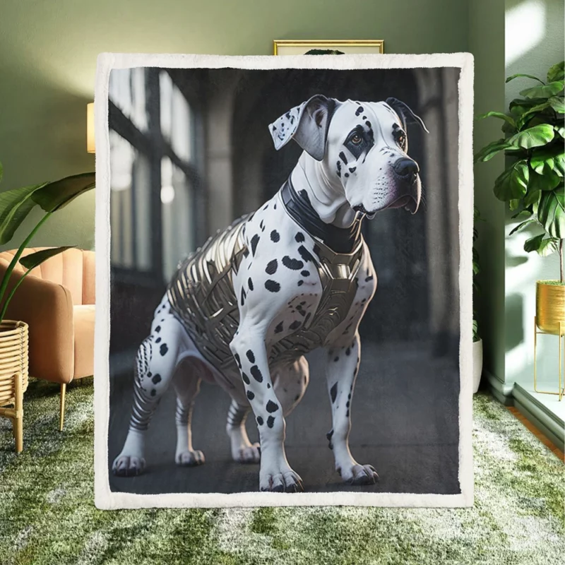 Dalmatian Wearing a Labelled Shirt Sherpa Fleece Blanket