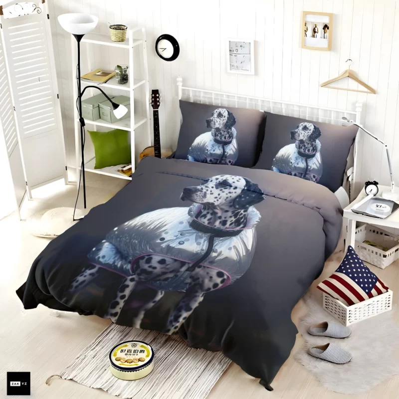 Dalmatian in Raincoat in Leaves Bedding Set