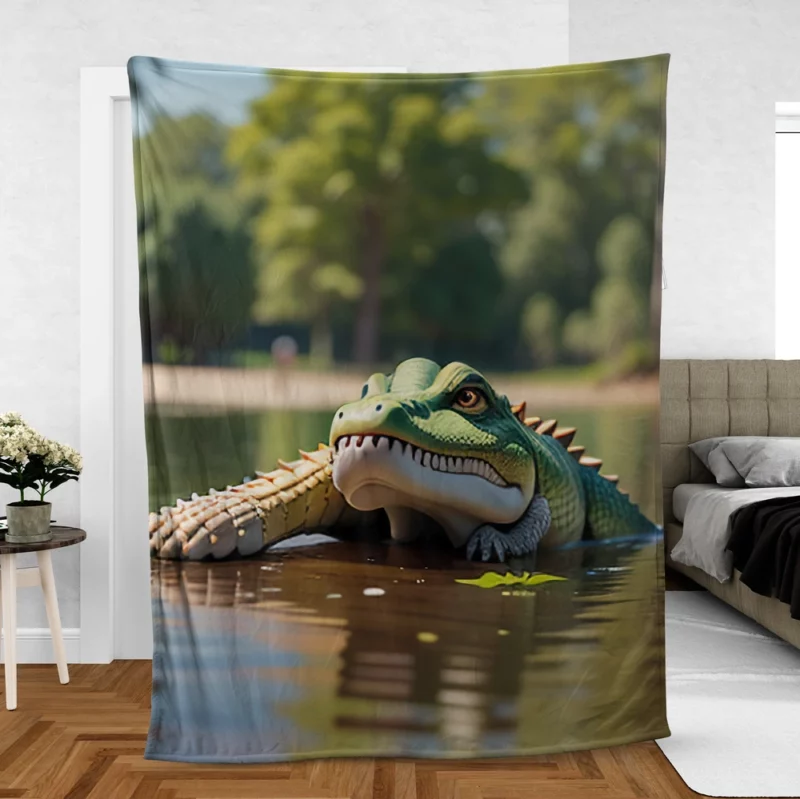 Dangerous Crocodile Artwork Fleece Blanket